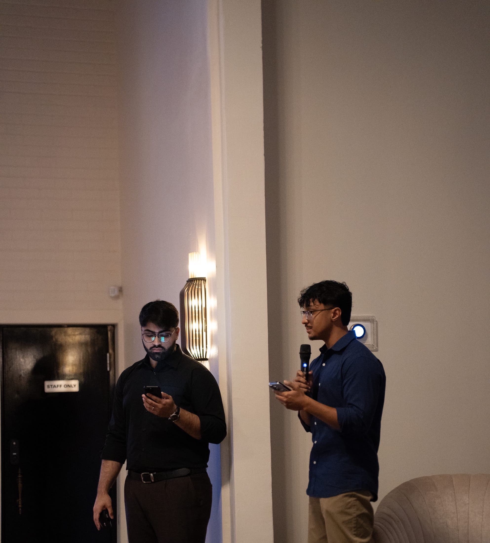 Two founders at the mic