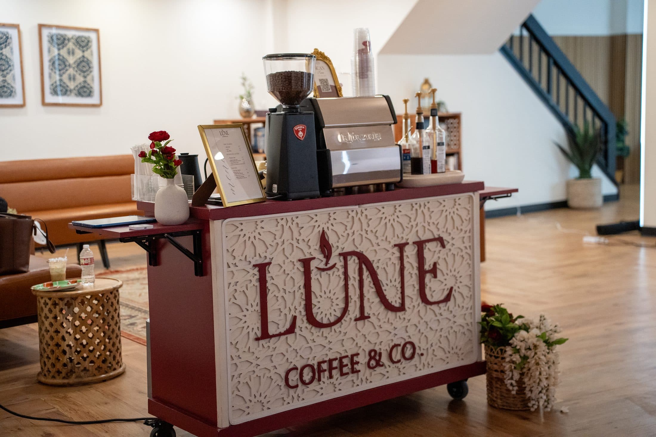 The Lune Coffee & Co. cart in the lounge